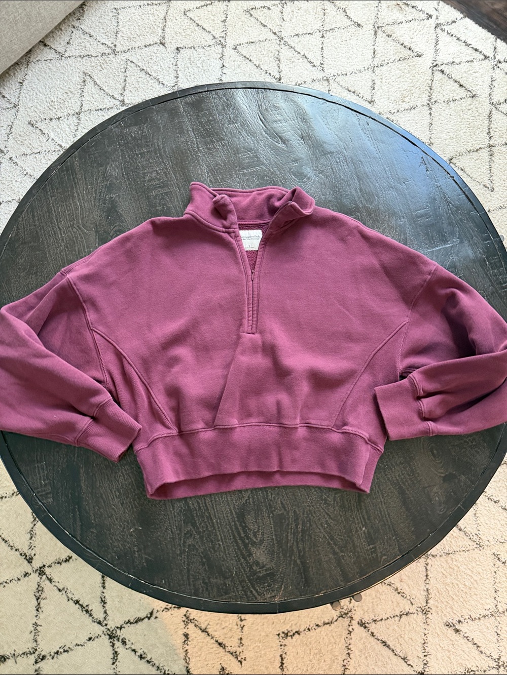 Abercrombie & Fitch Cropped Half-Zip Sweatshirt - Plum
